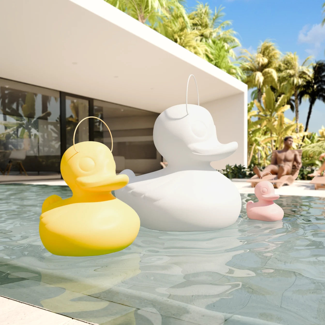 Lampa basenowa LED pływająca akumulatorowa 85cm — Mega Duck Lamp